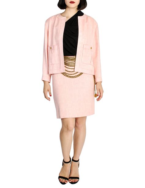 chanel two piece set pink|Chanel inspired tweed suit.